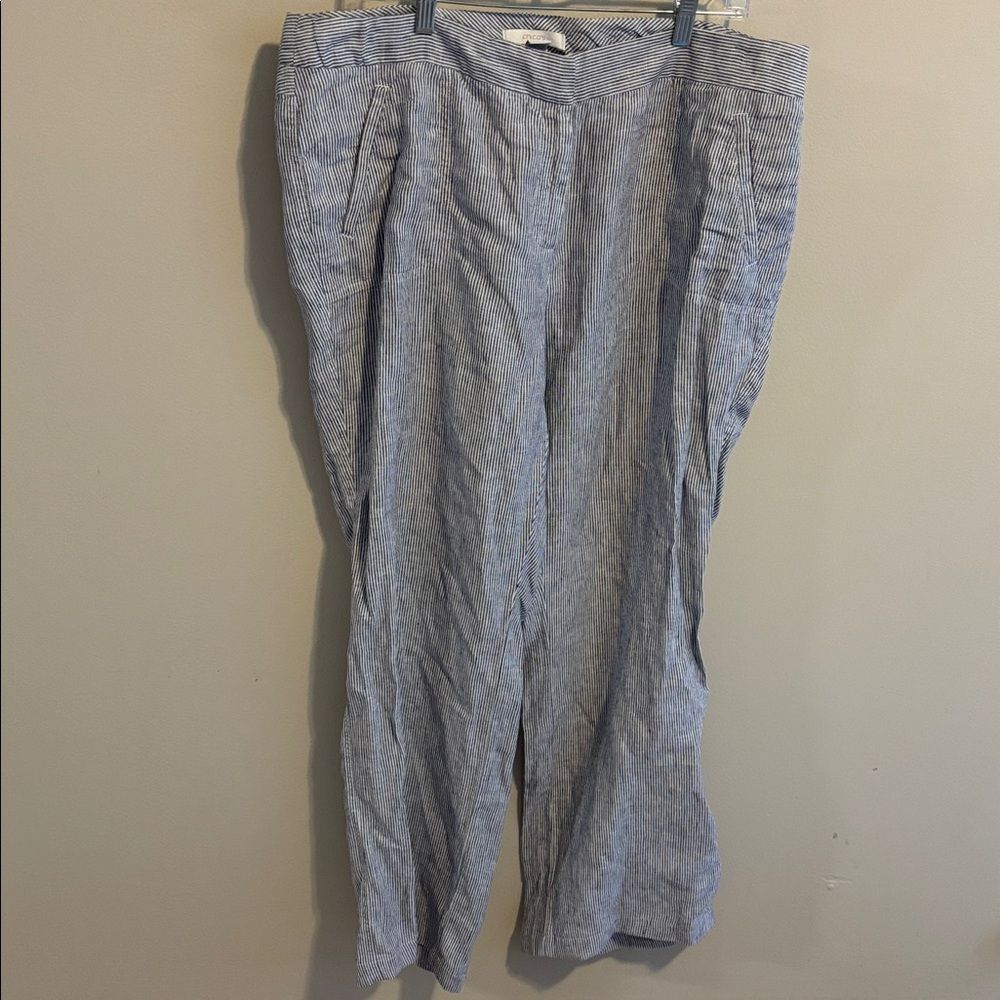 Chico's black and White Striped Linen Pants size 3